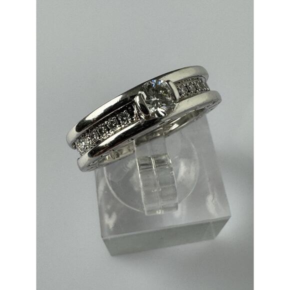 BVLGARI Diamond Engagement Ring in 18K White Gold, size 5.25 .30 main stone - Picture 10 of 12